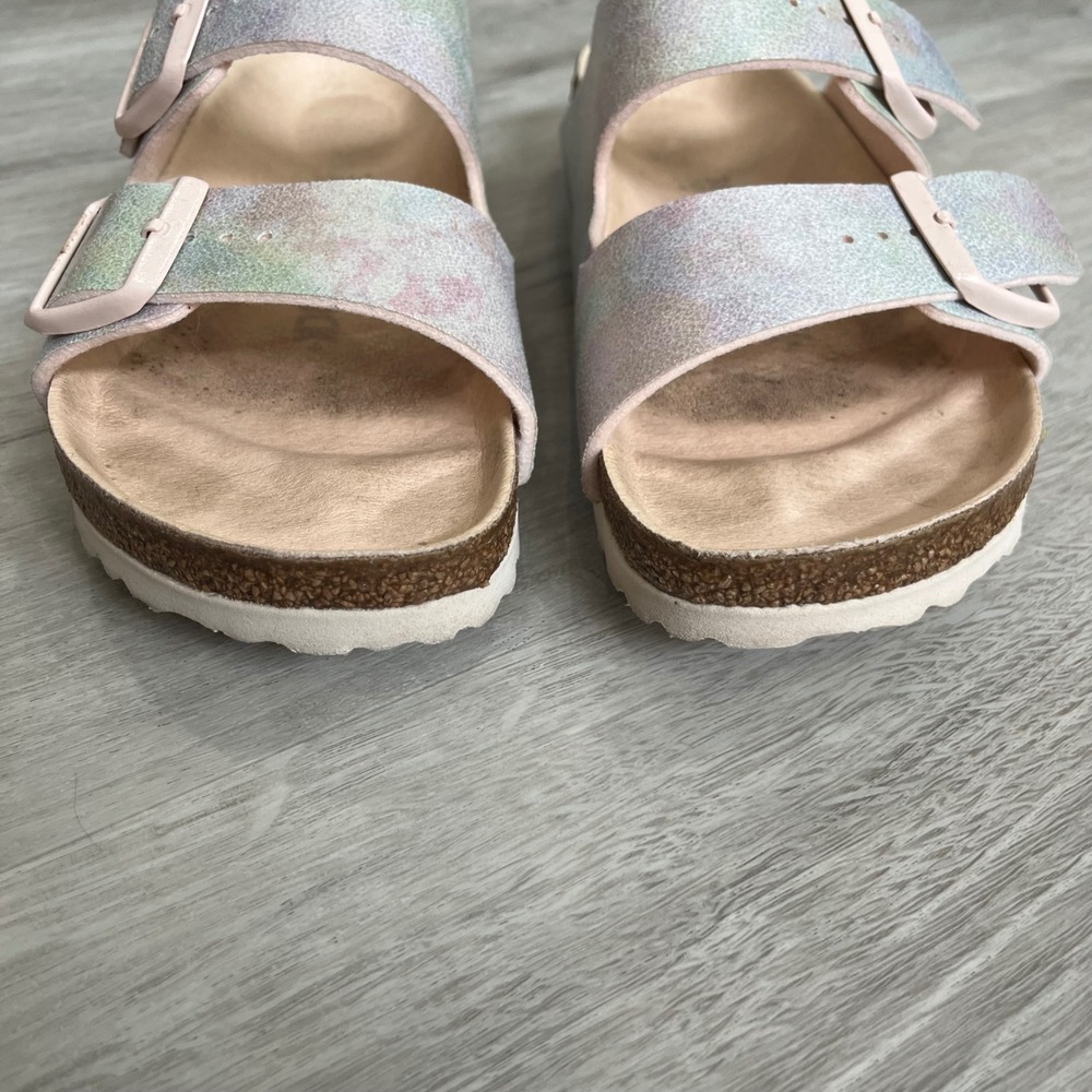 Birkenstock Arizona Iridescent Sandals Shoes Microfiber Vegan Support Comfort 38 - Picture 7 of 10